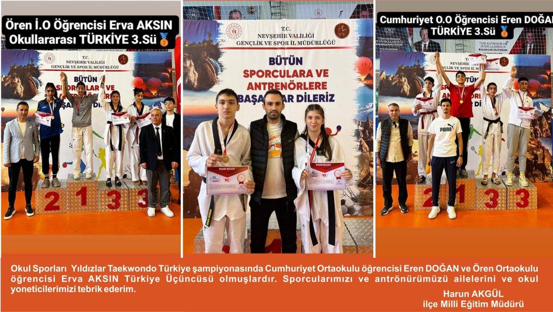 Okul Sporları  Yıldızlar Taekwondo Türkiye şampiyonası dereceleri