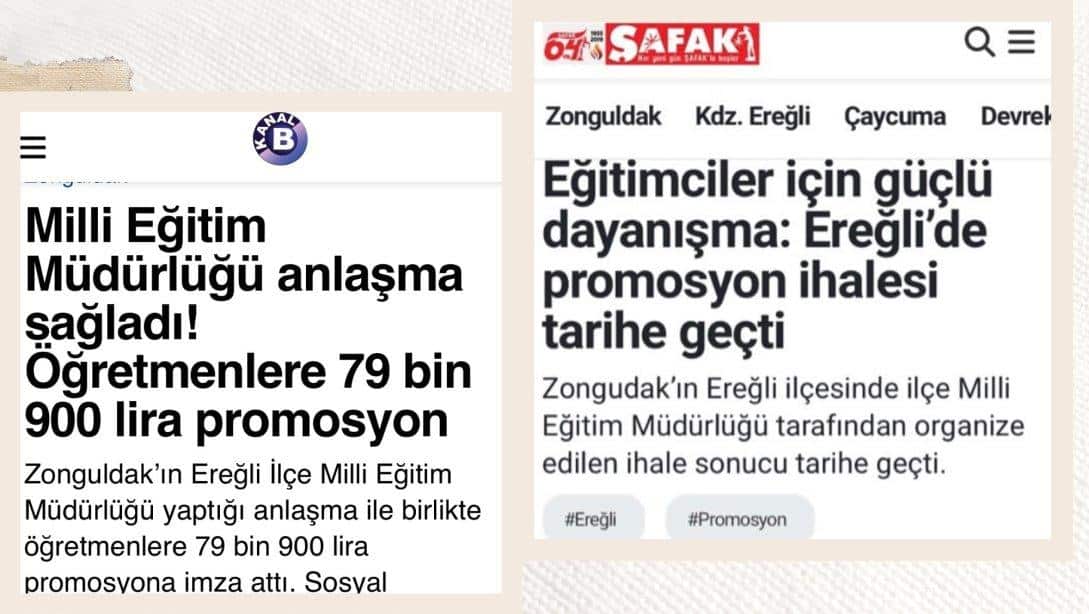 Basında İlçe Milli Eğitim Promosyon Anlaşması